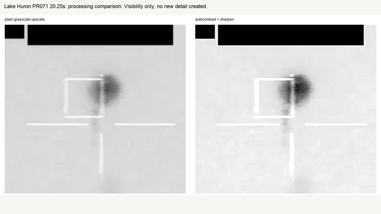 Enlarged real-frame crop from the Lake Huron UAP shootdown video showing the balloon-like target before the reported kinetic interaction.