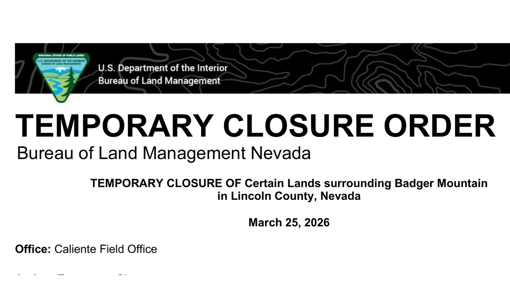 Infographic explaining the Tikaboo Peak Area 51 viewpoint closure under a BLM temporary closure order
