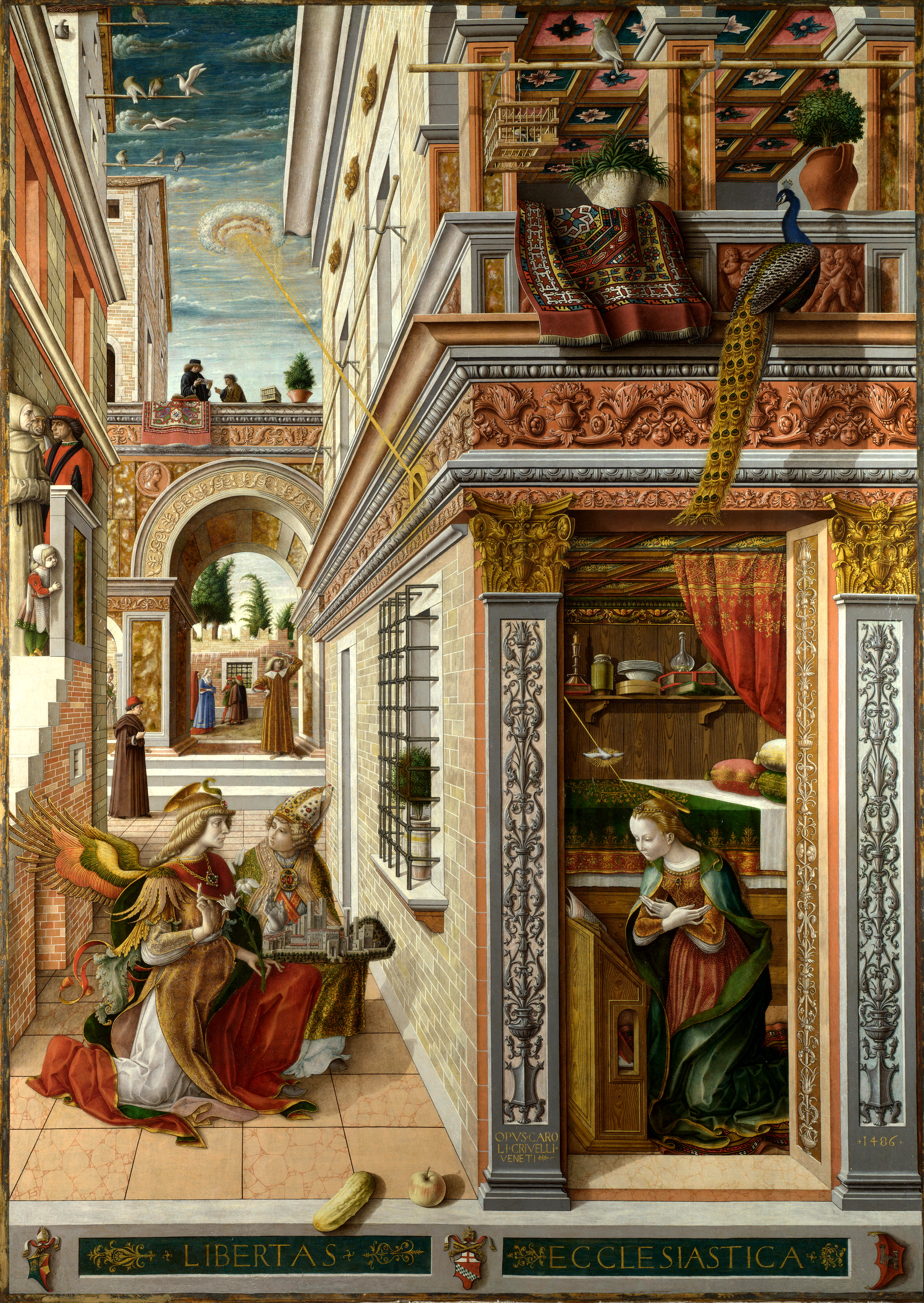 Carlo Crivelli's Annunciation with Saint Emidius, showing a beam from the sky in an Annunciation scene.