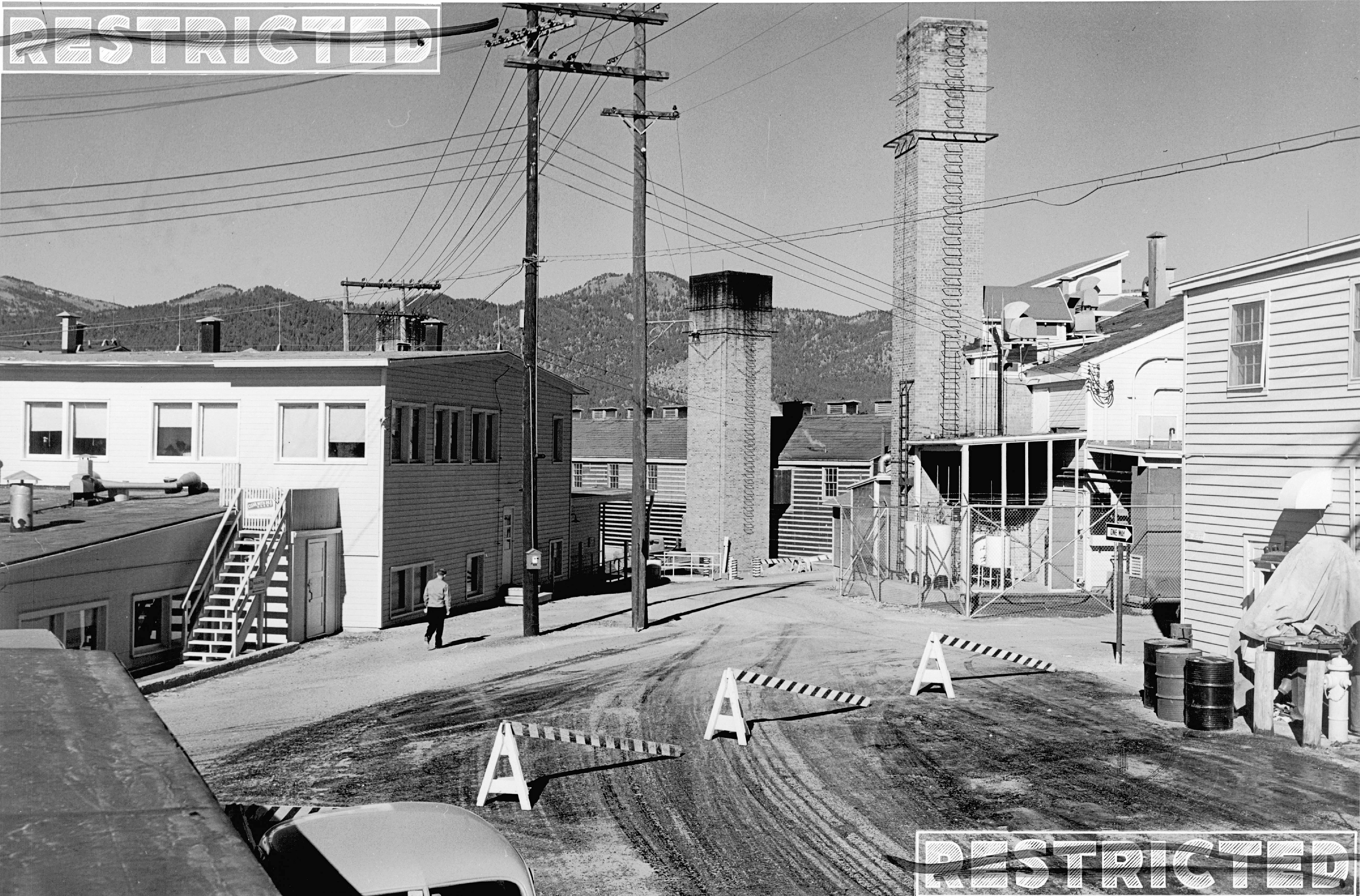 Historical photograph of Los Alamos National Laboratory Technical Area D Building.