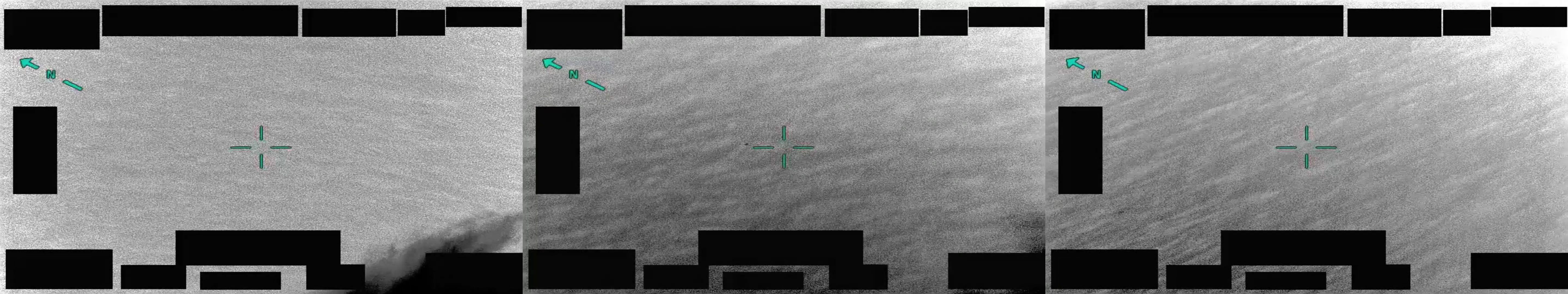 Contact sheet of original frames from DOW-UAP-PR115, showing a small intermittent contrast area in the 2019 Gulf of America infrared video.