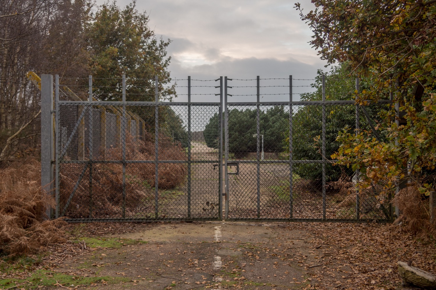 The East Gate at the former RAF Woodbridge, photographed in 2014 near Rendlesham Forest.