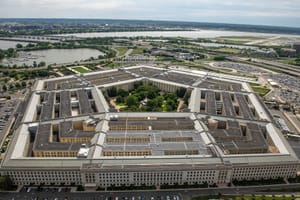 An aerial view of the Pentagon in Arlington, Virginia, in May 2021.
Feature image caption:
The Pentagon, Arlington, Virginia, May 11, 2021. U.S. Air Force photo by Staff Sgt. Brittany A. Chase / Department of Defense, public domain.