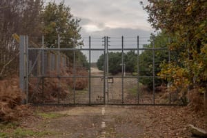 The East Gate at the former RAF Woodbridge, photographed in 2014 near Rendlesham Forest.