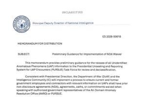 ODNI Memorandum ES 2026-00818, "Preliminary Guidance for Implementation of NDA Waiver," dated July 31, 2026 and signed by Principal Deputy Director of National Intelligence Aaron Lukas.